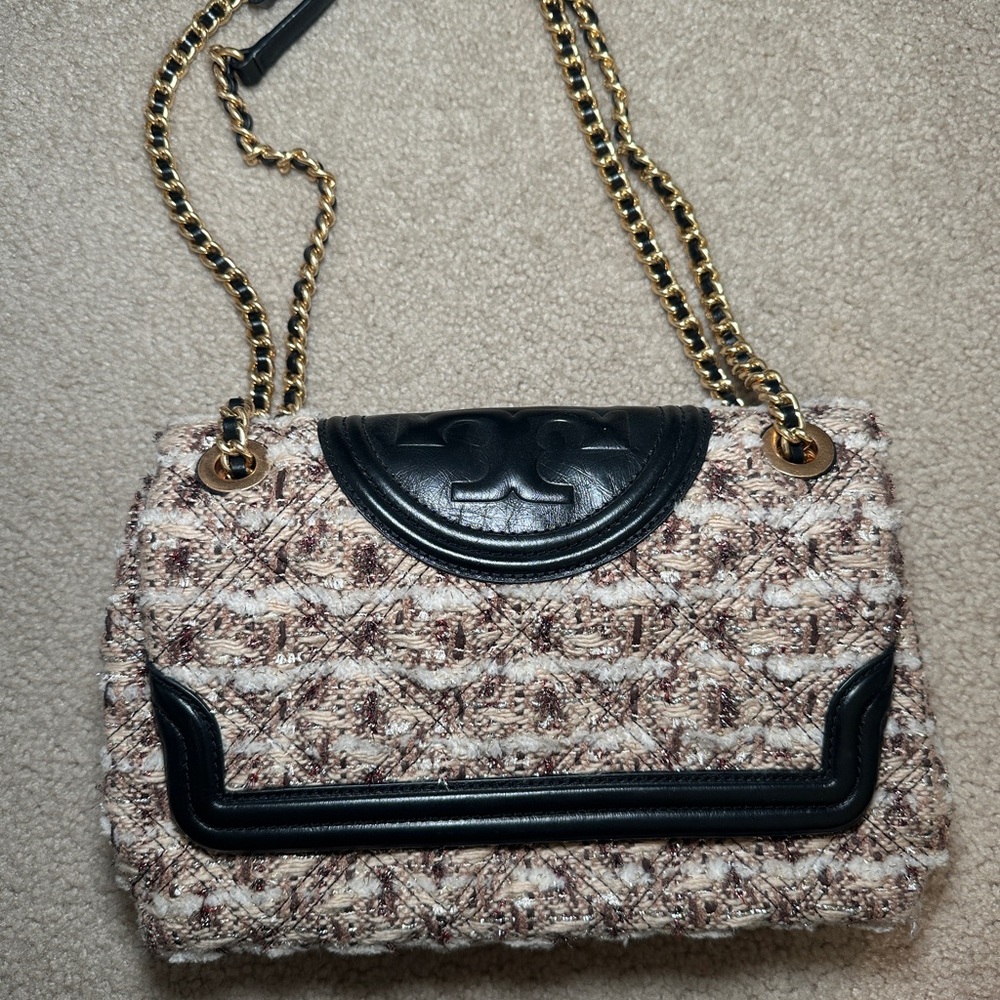 Tory Burch Tweed Fleming Shoulder Bag